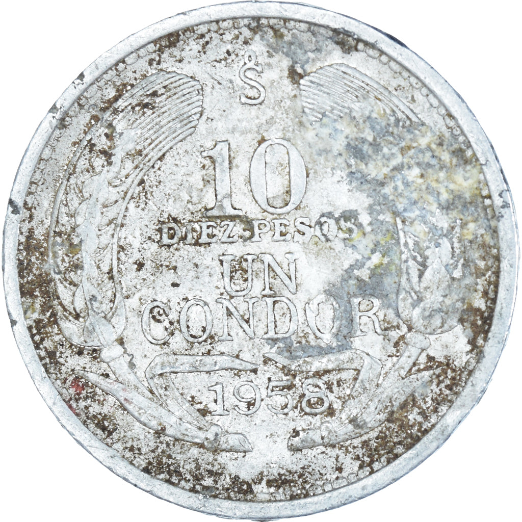 Moneda, Chile, 10 Pesos, 1958