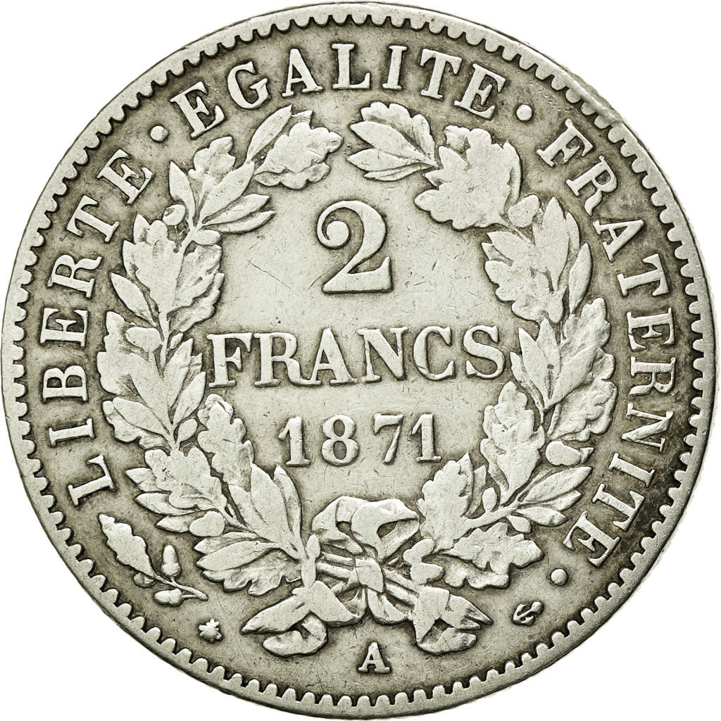 Monnaie, France, Cérès, 2 Francs, 1871, Paris, TB+, Argent, KM:817.1