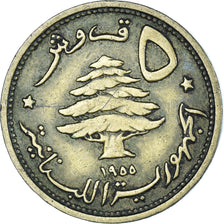 Coin, Lebanon, 5 Piastres, 1955