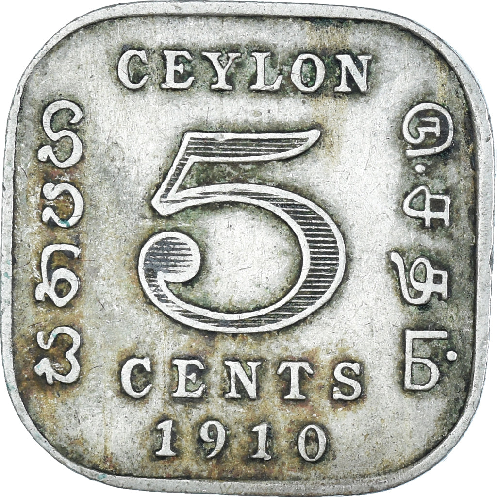Moneda, Ceilán, 5 Cents, 1910