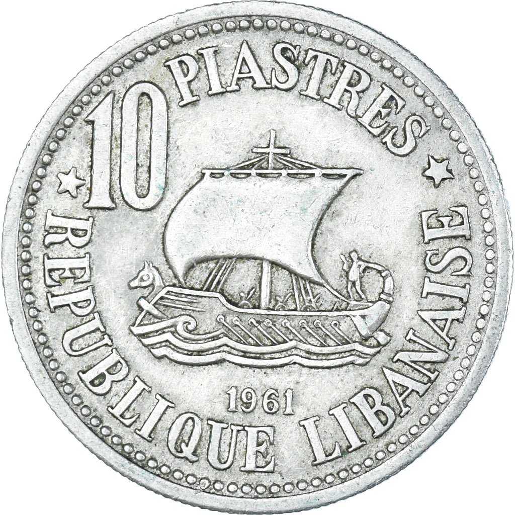 Coin, Lebanon, 10 Piastres, 1961