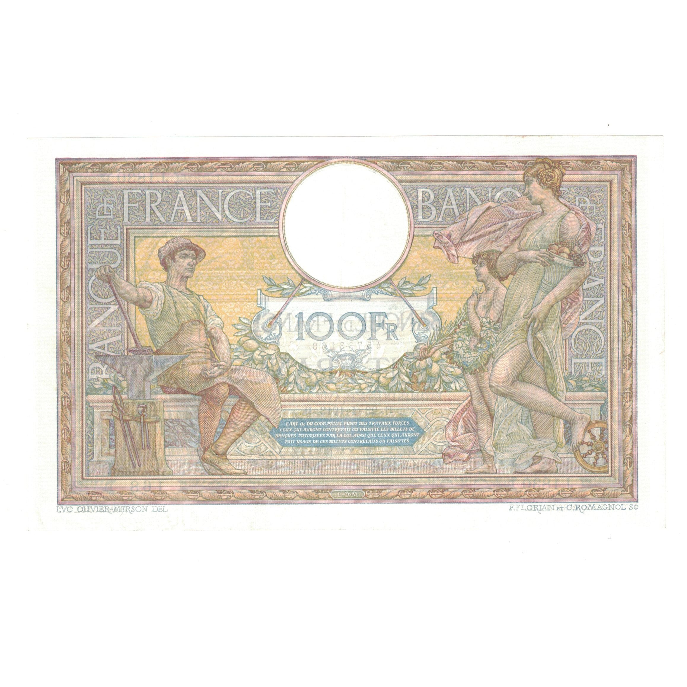 França, 100 Francs, Luc Olivier Merson, 1913, 1913-4-23, UNC(63)
