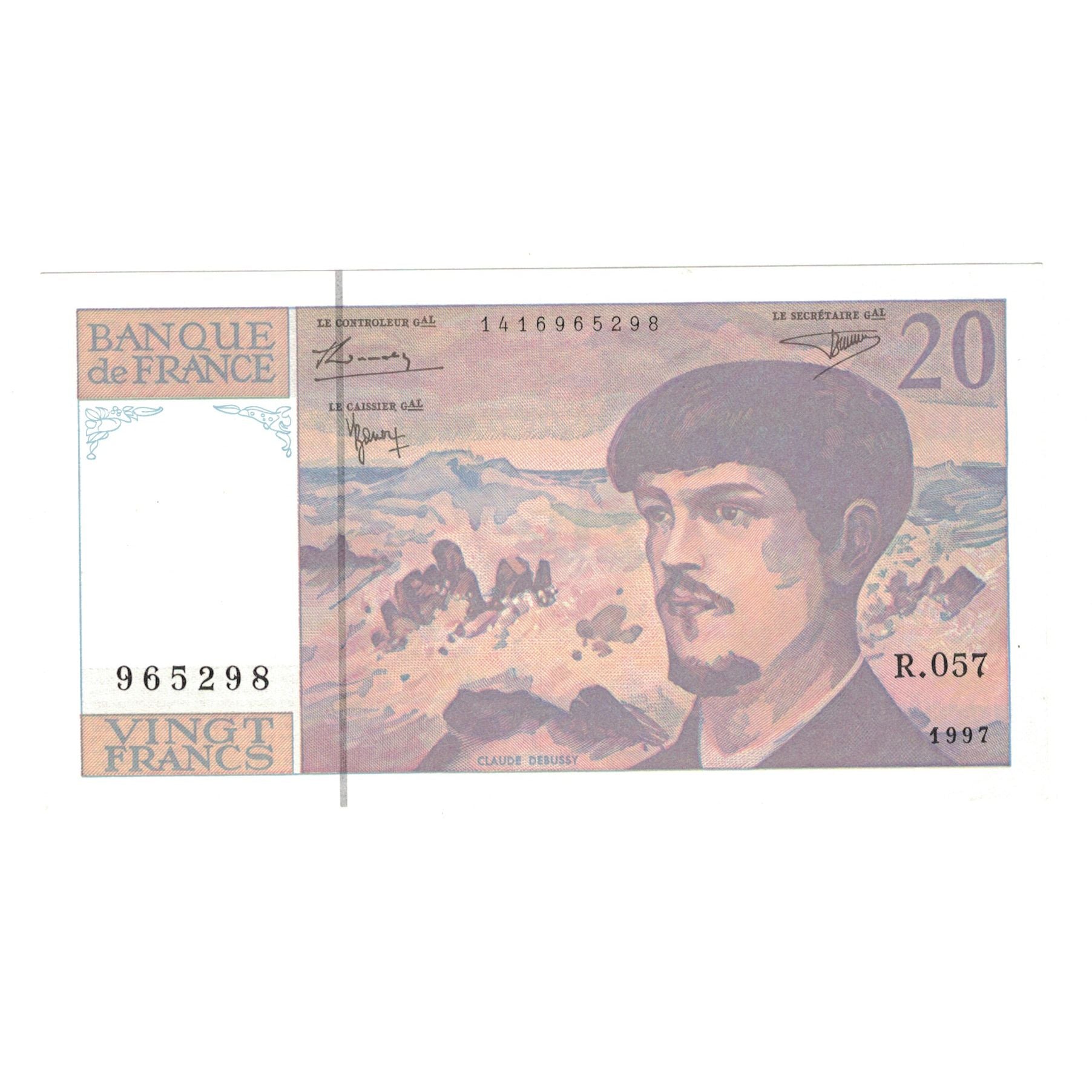 França, 20 Francs, Debussy, 1997, UNC(65-70), Fayette:66ter.2, KM:151i