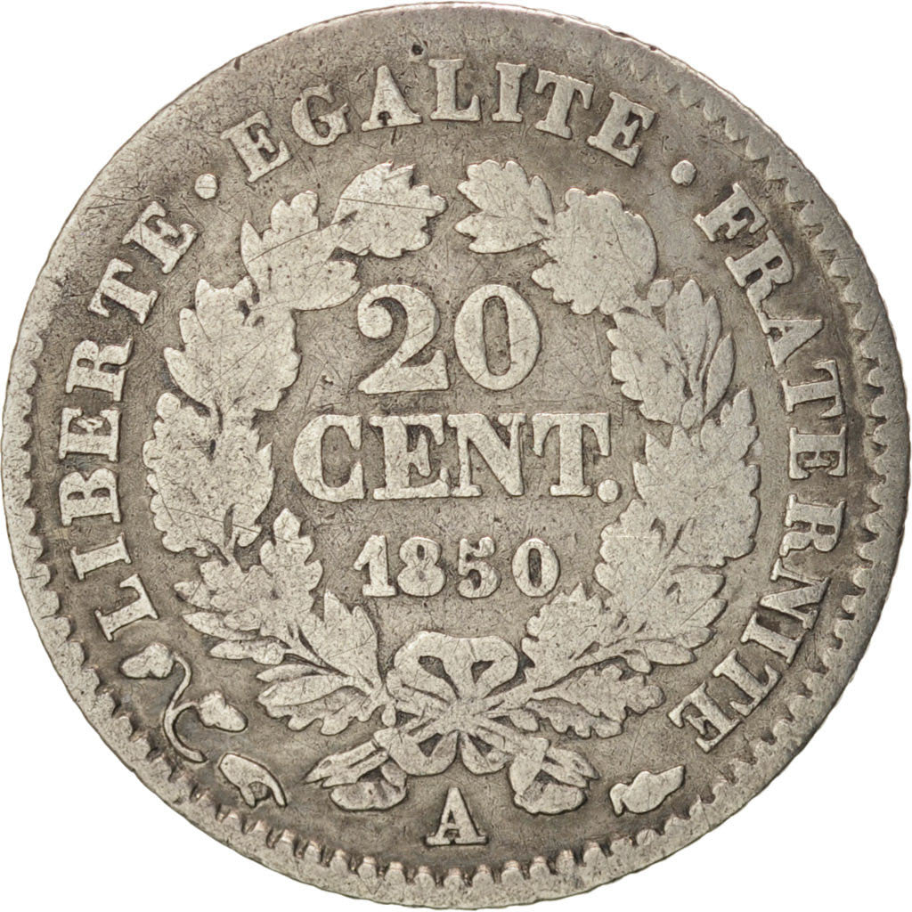 IIème République, 20 Centimes Cérès 1850 Paris, KM 758.1