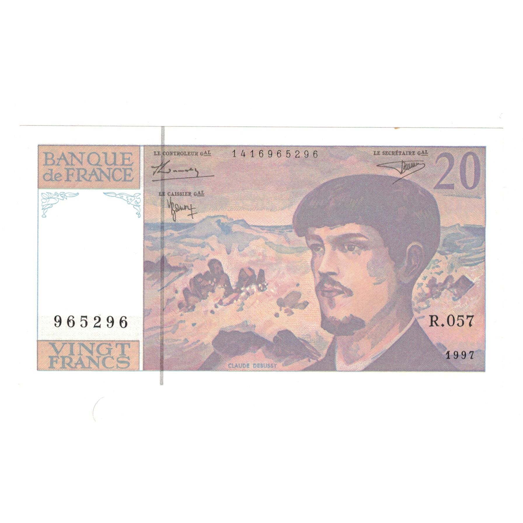 France, 20 Francs, Debussy, 1997, UNC(64), Fayette:66ter.2, KM:151i