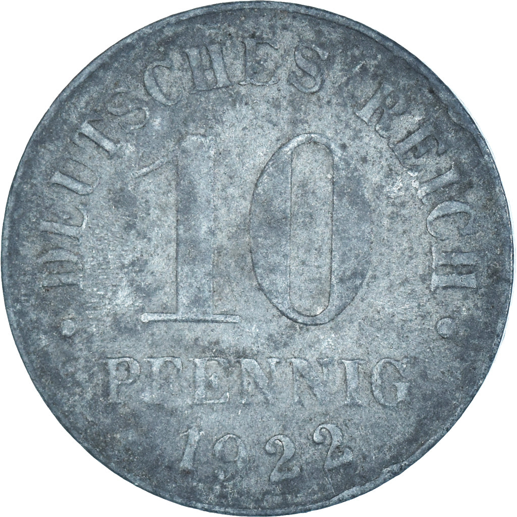 Coin, GERMANY, WEIMAR REPUBLIC, 10 Pfennig, 1922