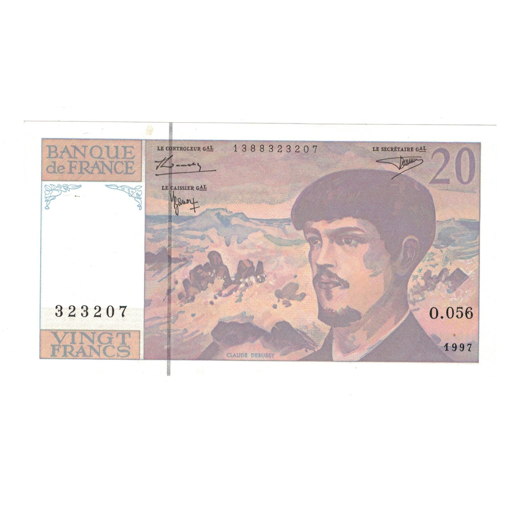 Francja, 20 Francs, Debussy, 1997, UNC(63), Fayette:66ter.2, KM:151i