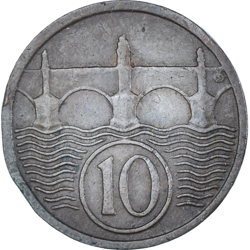 Monnaie, Tchécoslovaquie, 10 Haleru, 1922