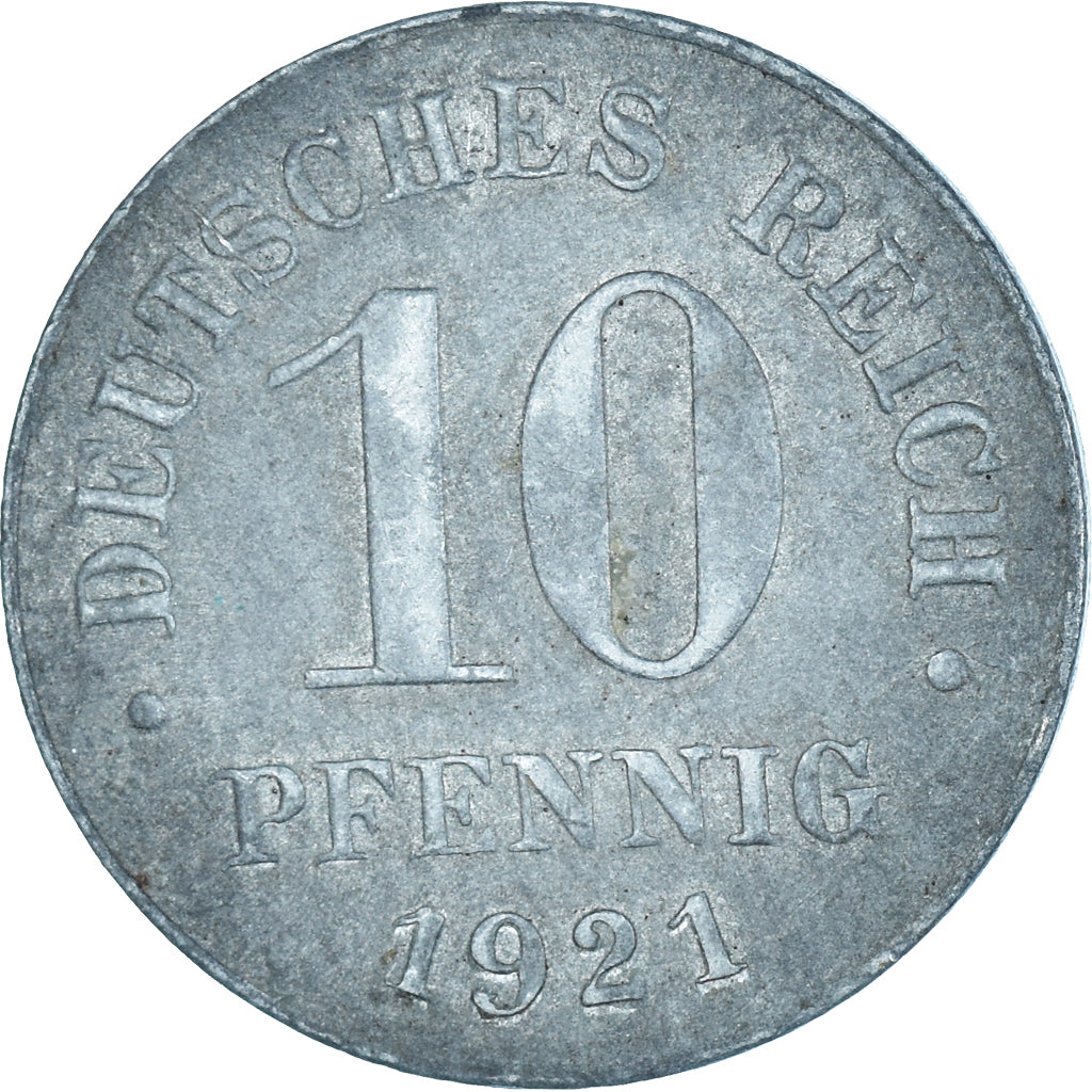 Monnaie, Empire allemand, 10 Pfennig, 1921