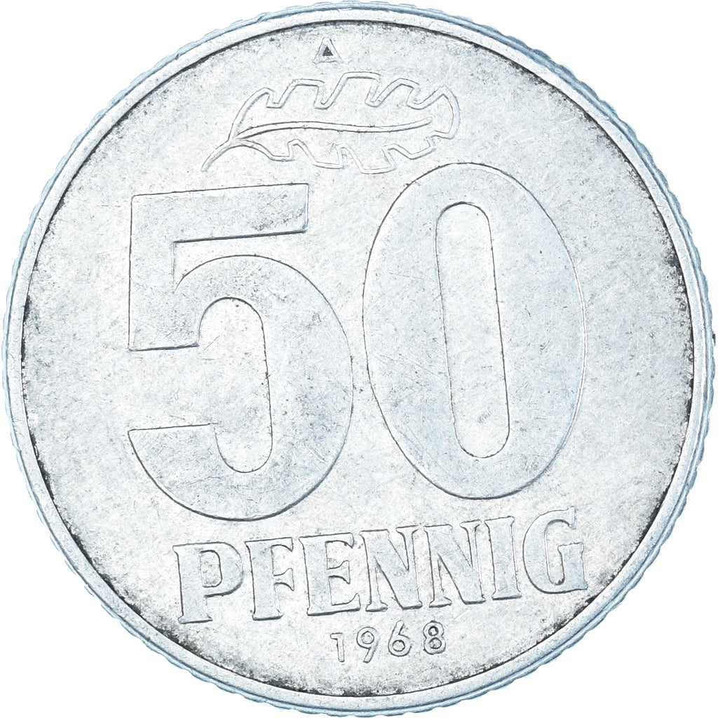 Moeda, ALEMANHA - REPÚBLICA DEMOCRÁTICA, 50 Pfennig, 1968