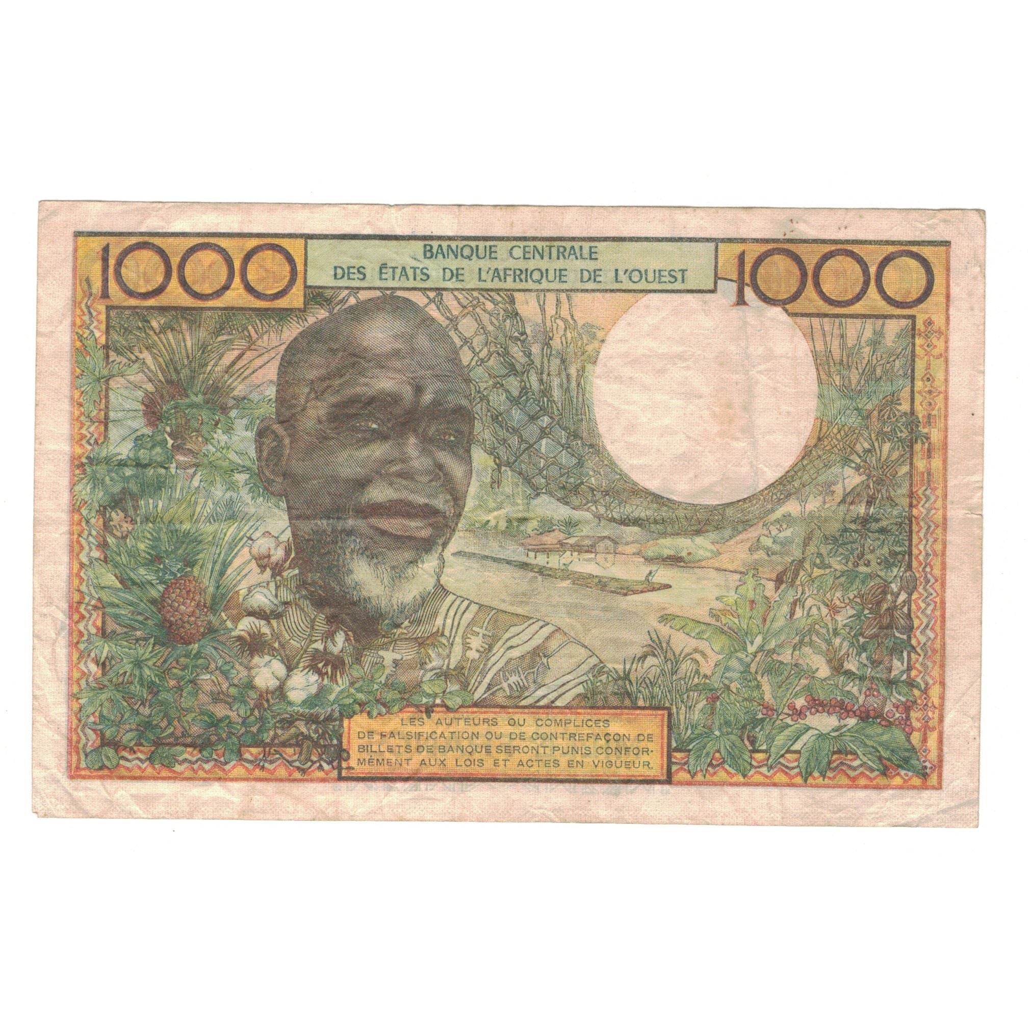 Banknote, West African States, 1000 Francs, KM:103Aj, VF(20-25)