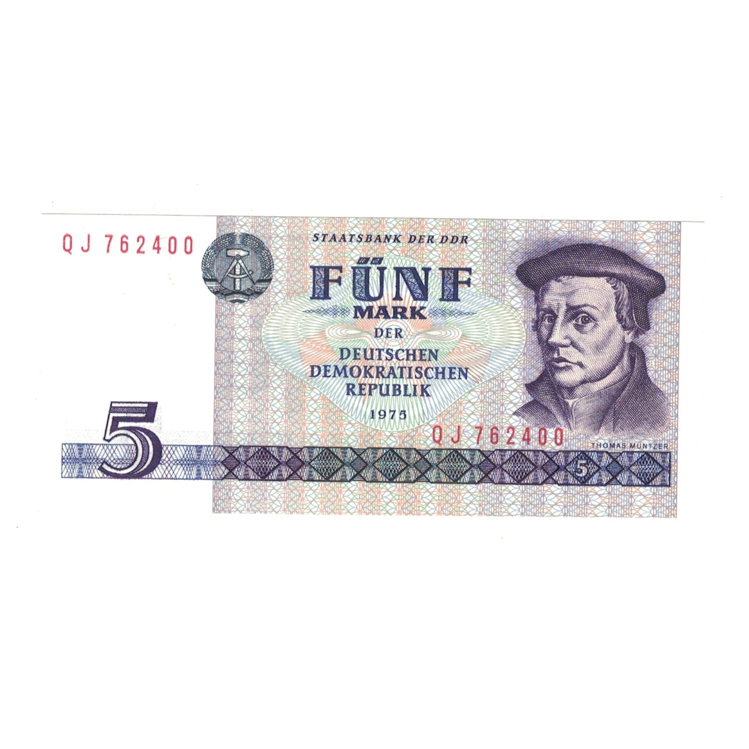 Banknote, Germany - Democratic Republic, 5 Mark, 1975, KM:27A, UNC(65-70)