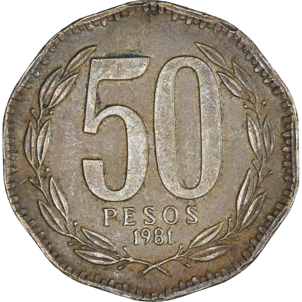 Coin, Chile, 50 Pesos, 1981