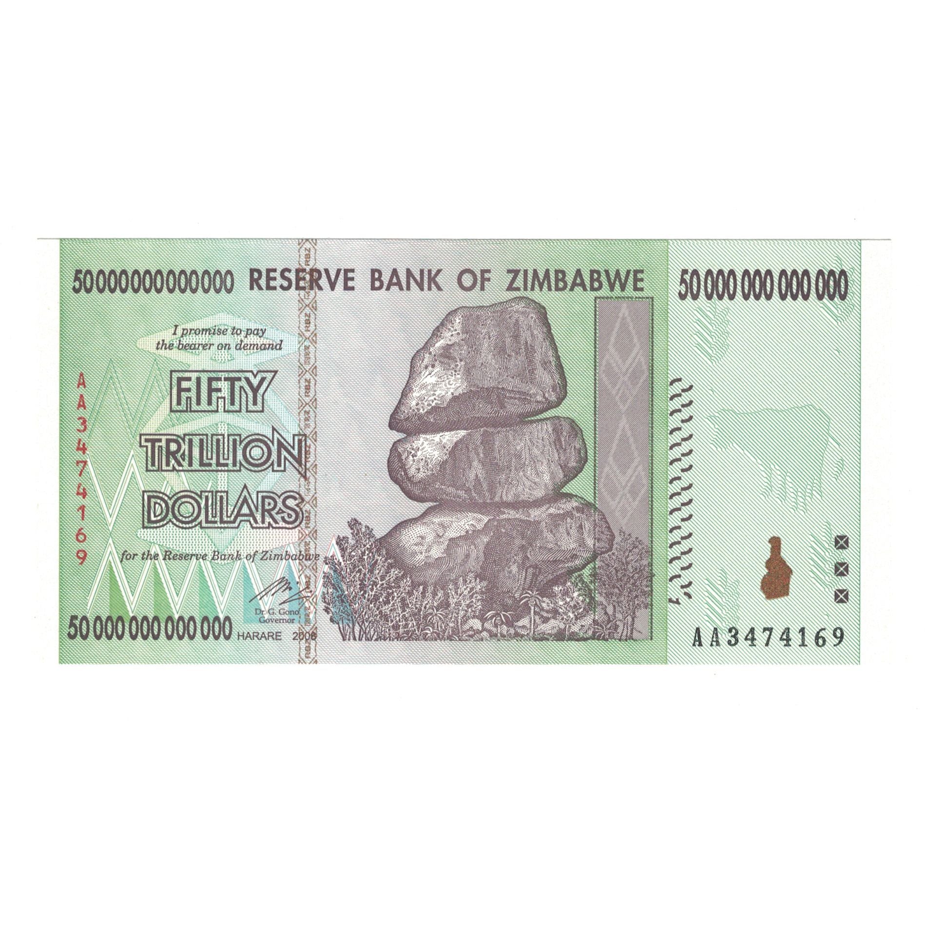 Billet, Zimbabwe, 50 Trillion Dollars, 2008, KM:90, SPL
