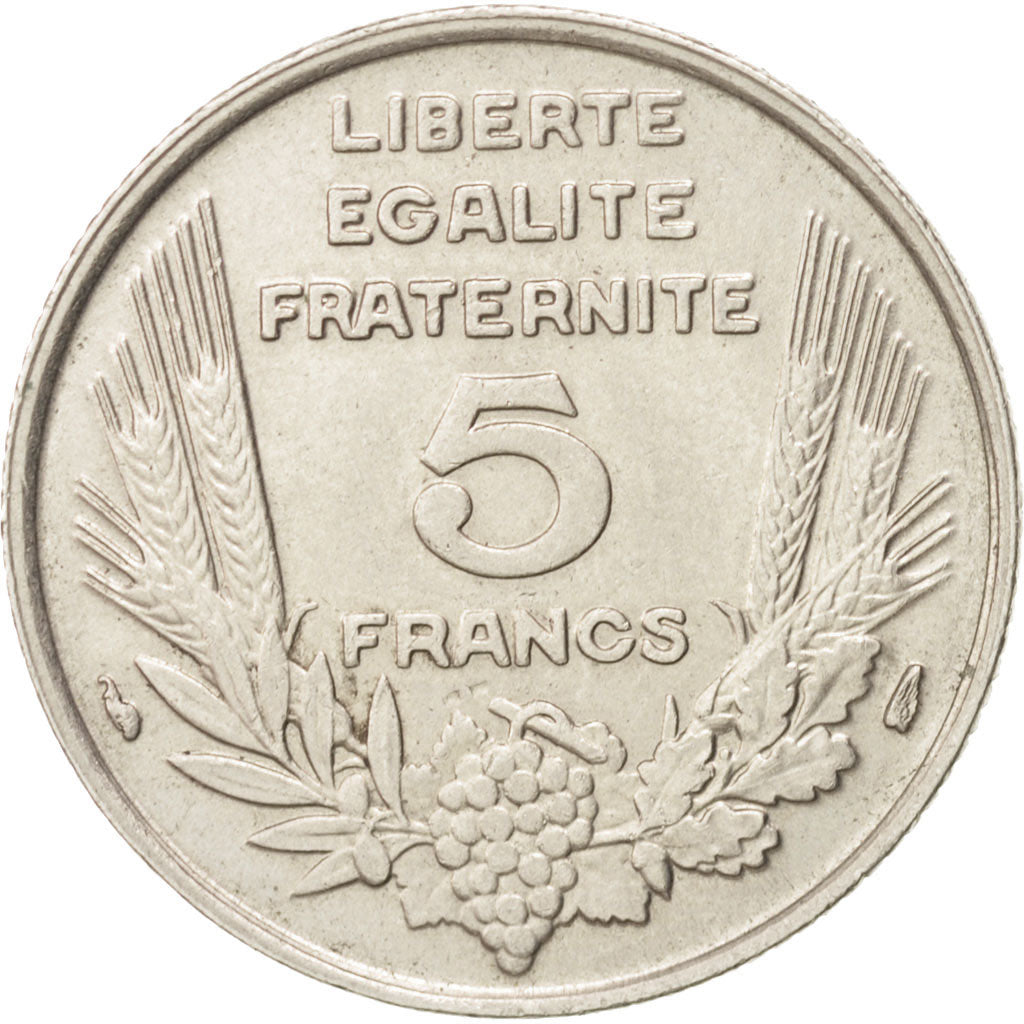 FRANCE, Bazor, 5 Francs, 1933, Paris, KM #887, EF(40-45), Nickel, 23.7, Gadoury.
