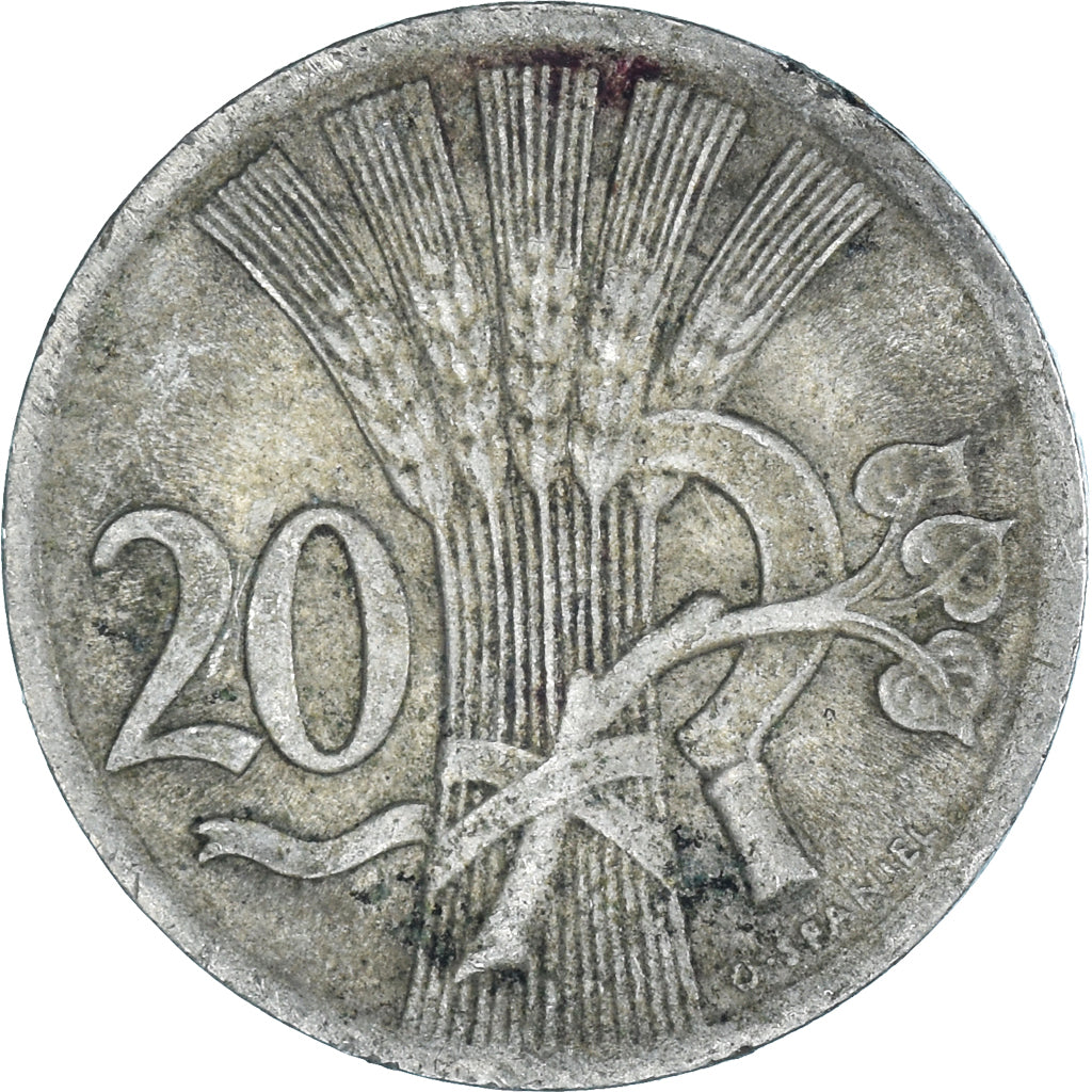 Münze, Tschechoslowakei, 20 Haleru, 1938