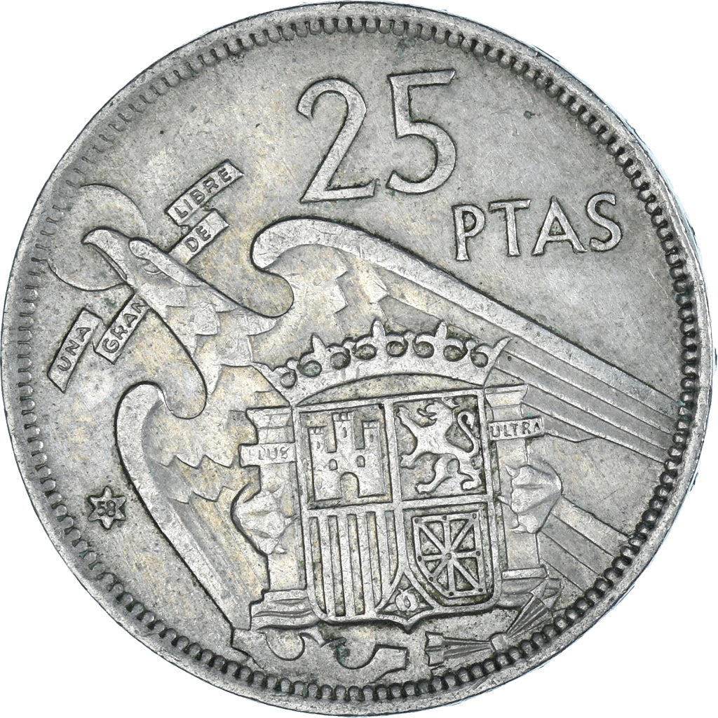Moneta, Hiszpania, 25 Pesetas, 1957