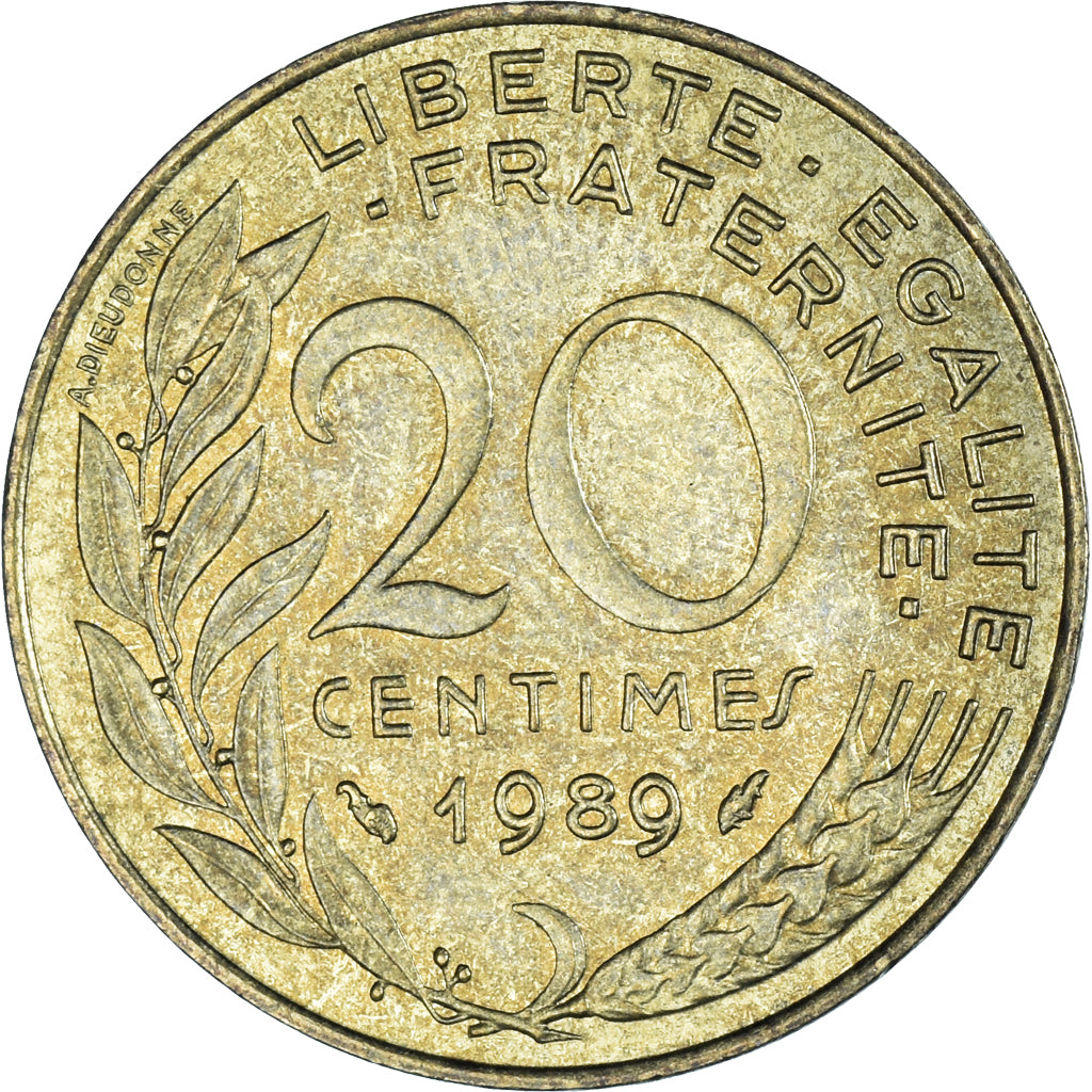Coin, France, 20 Centimes, 1989