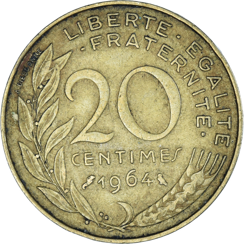 Moeda, França, 20 Centimes, 1964