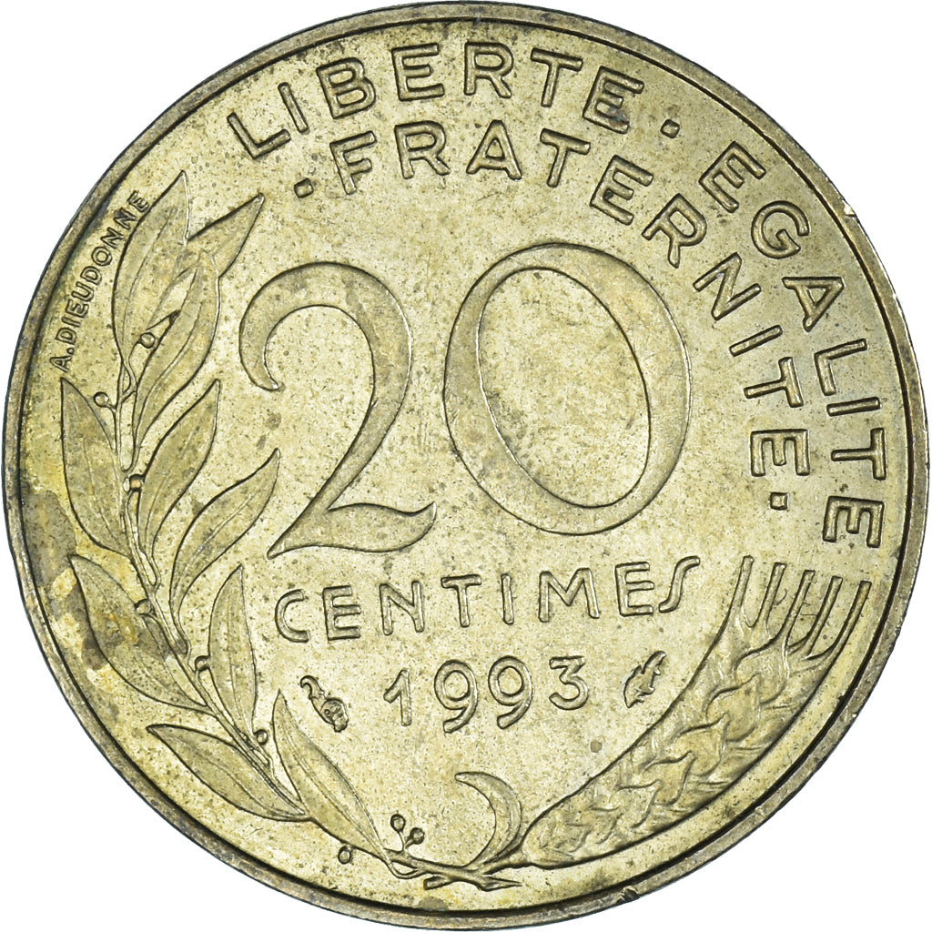 Münze, Frankreich, 20 Centimes, 1993