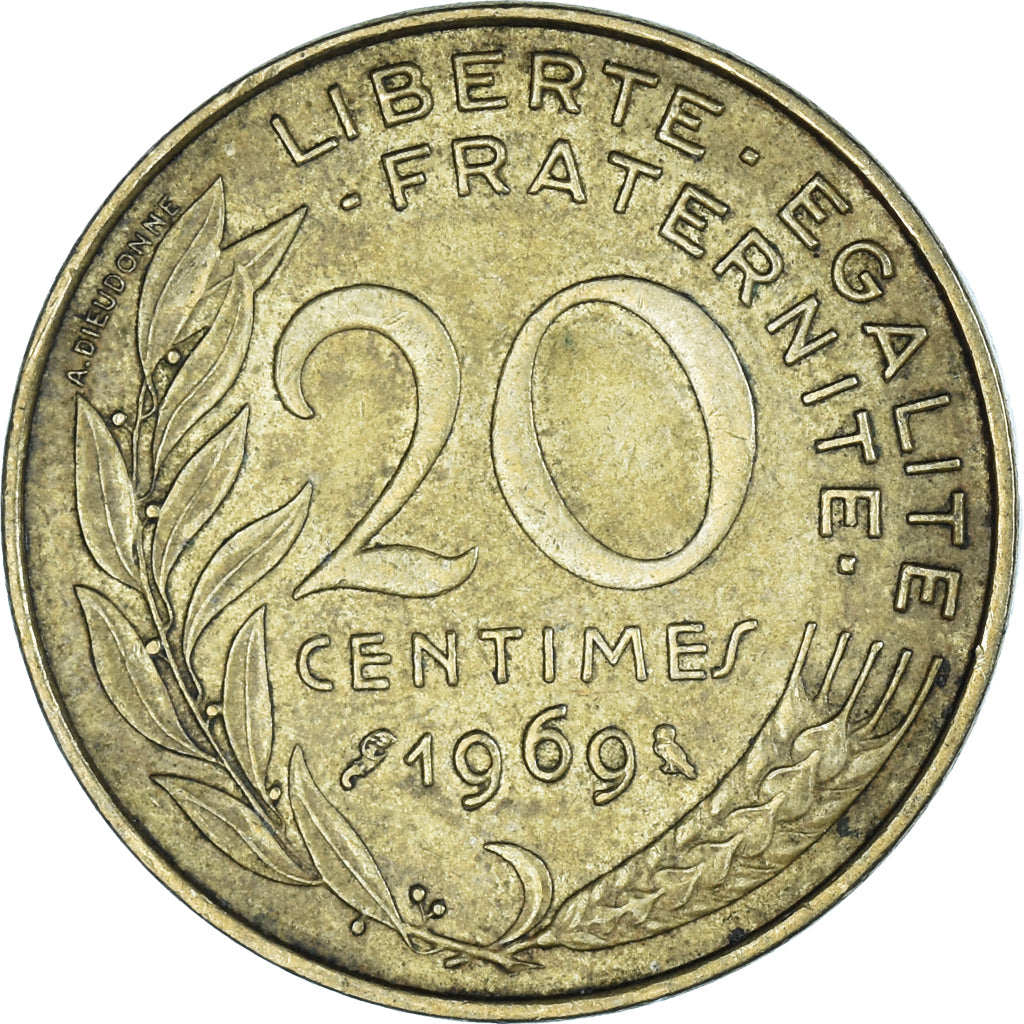 Coin, France, 20 Centimes, 1969