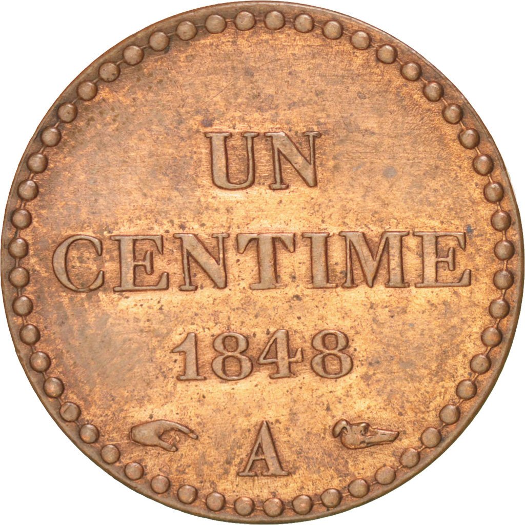 FRANCE, Dupré, Centime, 1848, Paris, KM #754, EF(40-45), Bronze, Gadoury #84, 2.