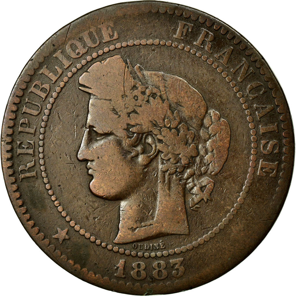 Monnaie, France, Cérès, 10 Centimes, 1883, Paris, TB, Bronze, KM:815.1