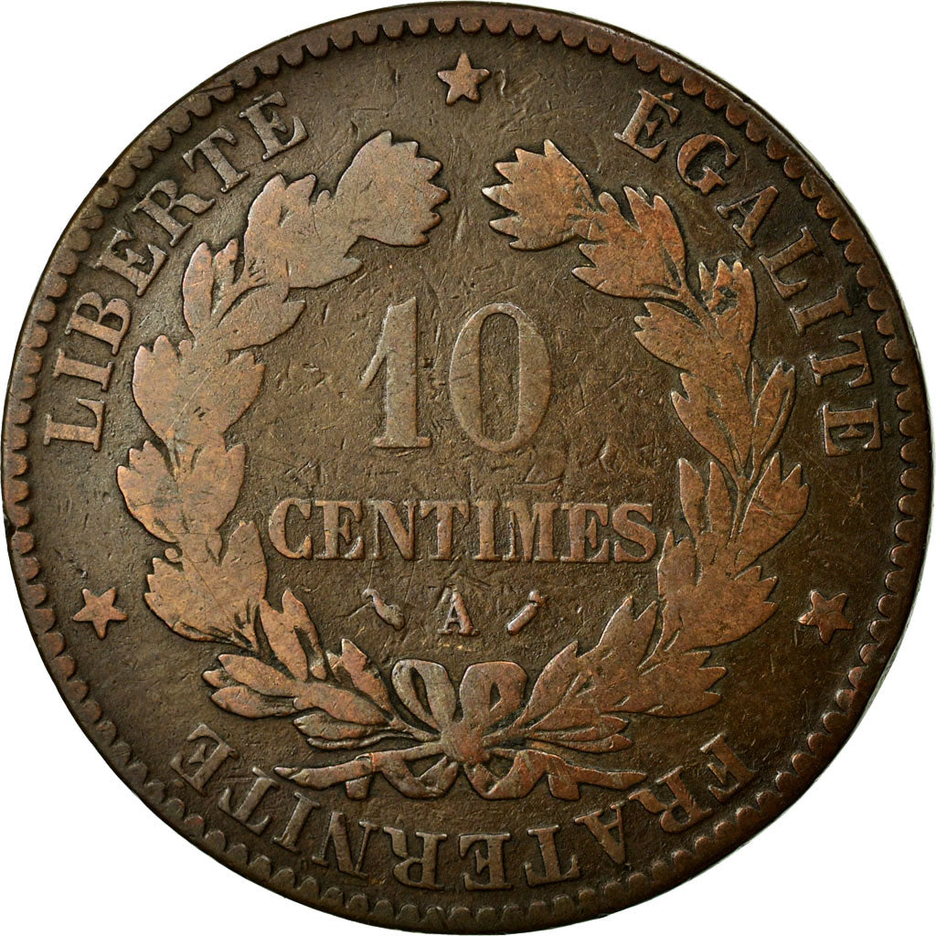 Monnaie, France, Cérès, 10 Centimes, 1883, Paris, TB, Bronze, KM:815.1