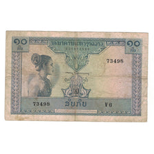 Banknote, Lao, 10 Kip, 1962, KM:10b, VF(20-25)