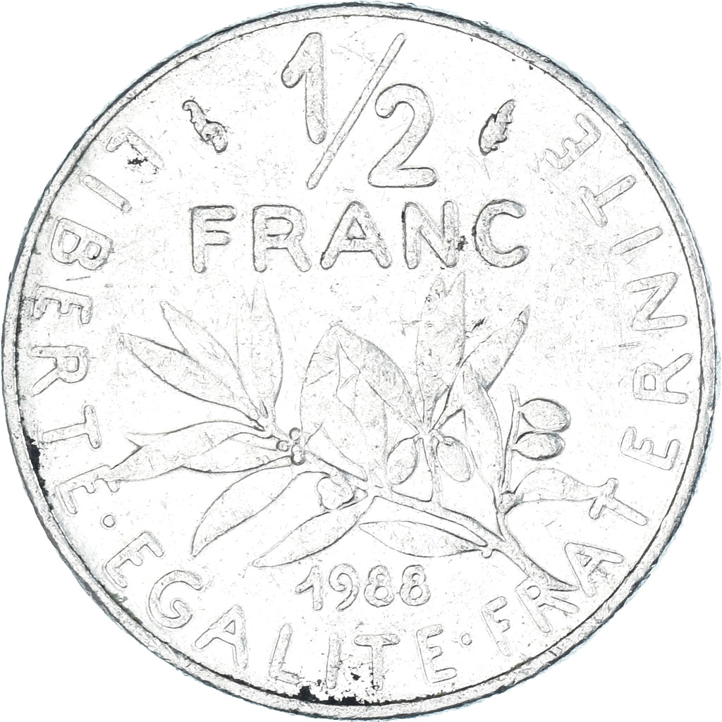 Moneda, Francia, 1/2 Franc, 1988