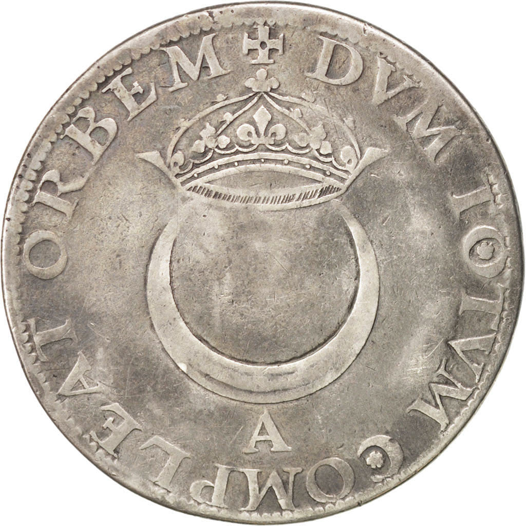 Henri II, Teston au Croissant non daté frappé à Paris, Sombart 4580