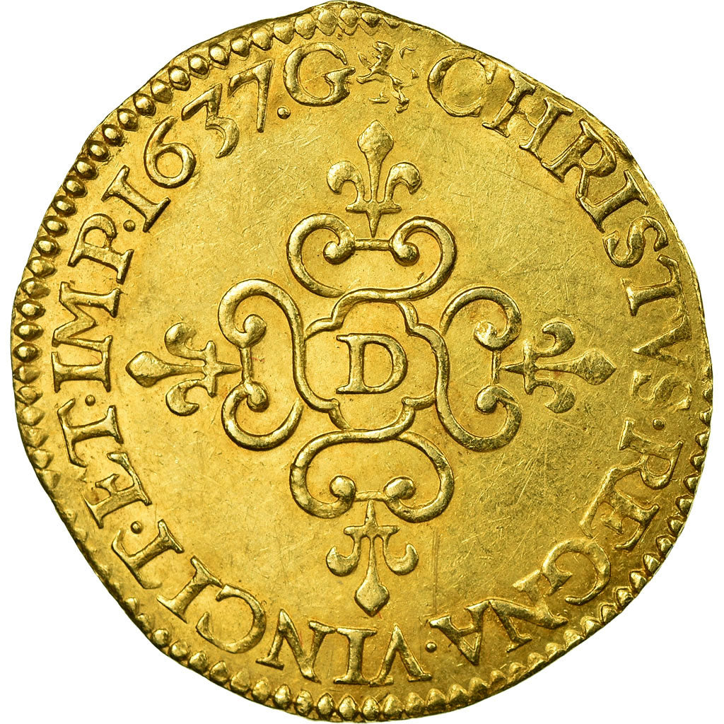 Coin, France, Louis XIII, Écu d'or, Ecu d'or, 1637, Paris, AU(55-58), Gold