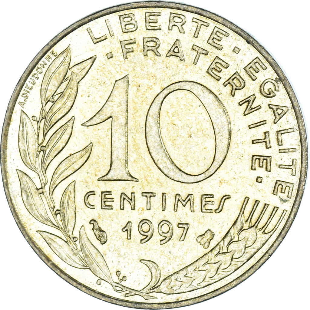 Moeda, França, 10 Centimes, 1997