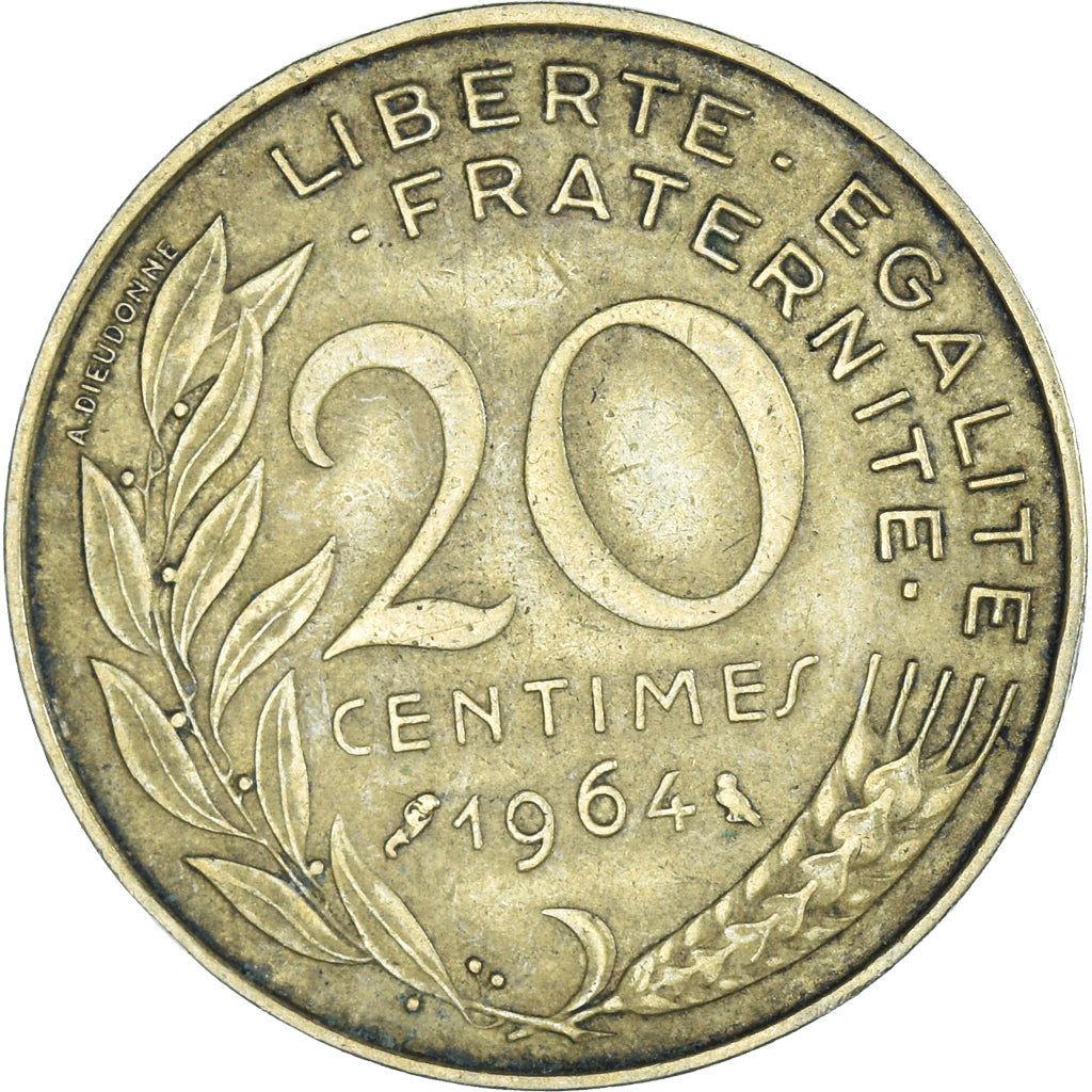 Moneta, Francja, 20 Centimes, 1964