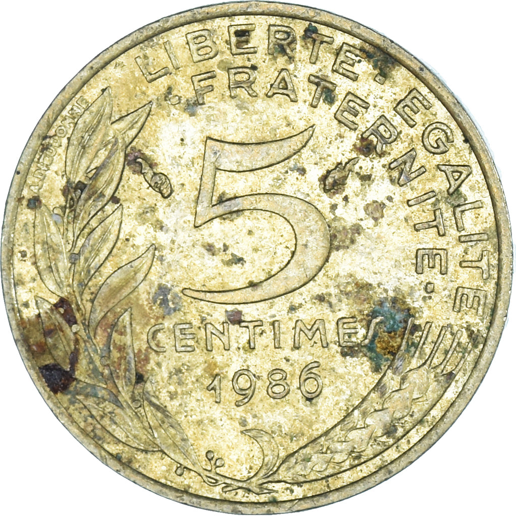Moneda, Francia, 5 Centimes, 1986