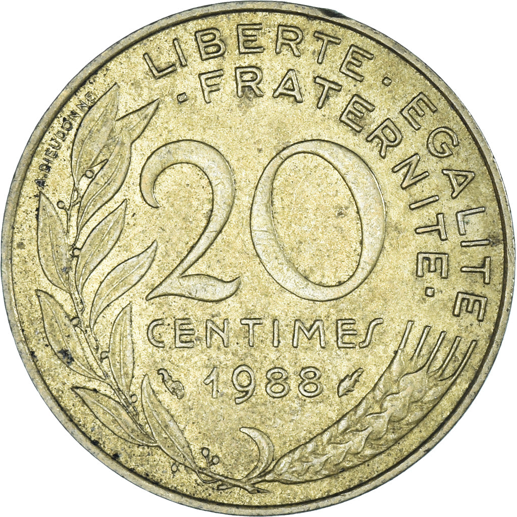 Coin, France, 20 Centimes, 1988