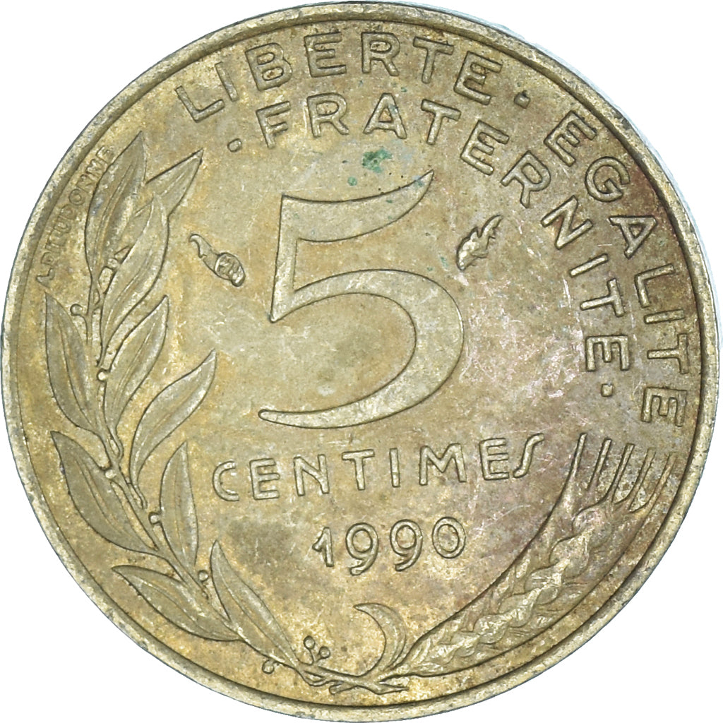 Coin, France, 5 Centimes, 1990