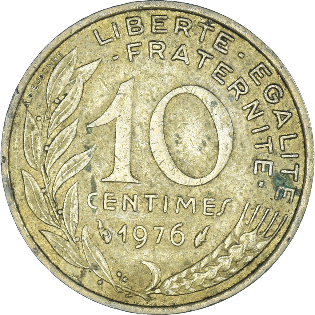 Moeda, França, 10 Centimes, 1976
