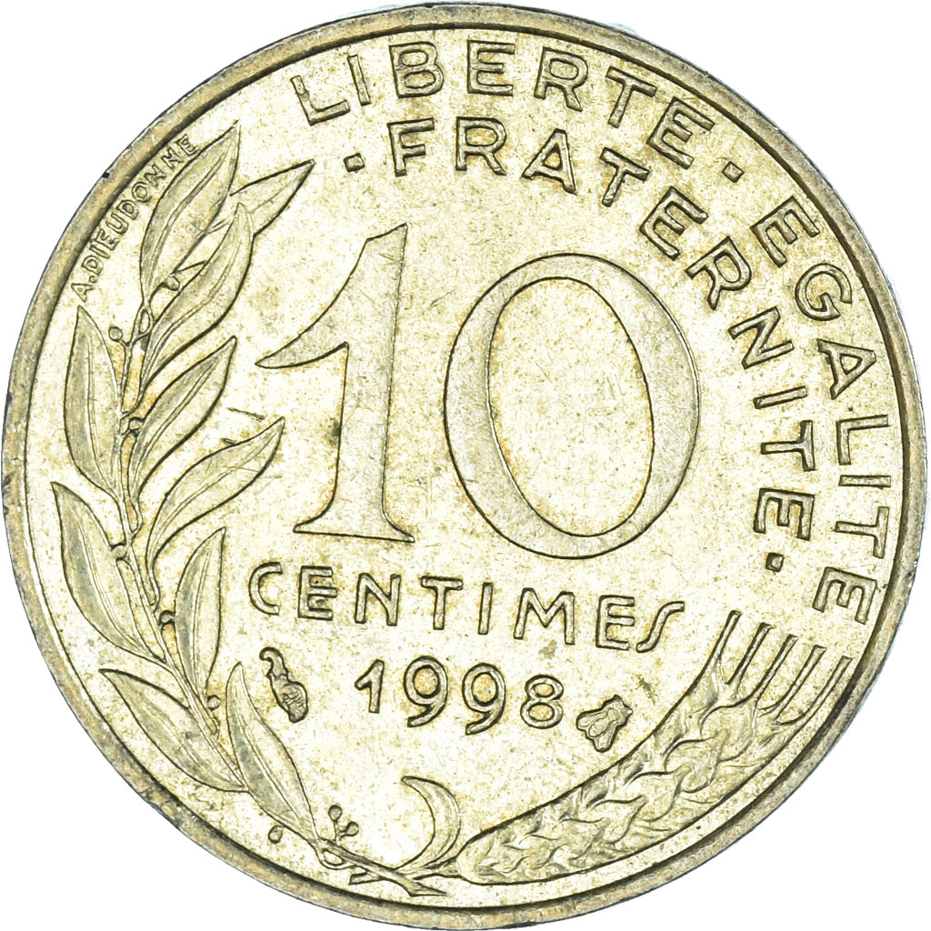 Moeda, França, 10 Centimes, 1998