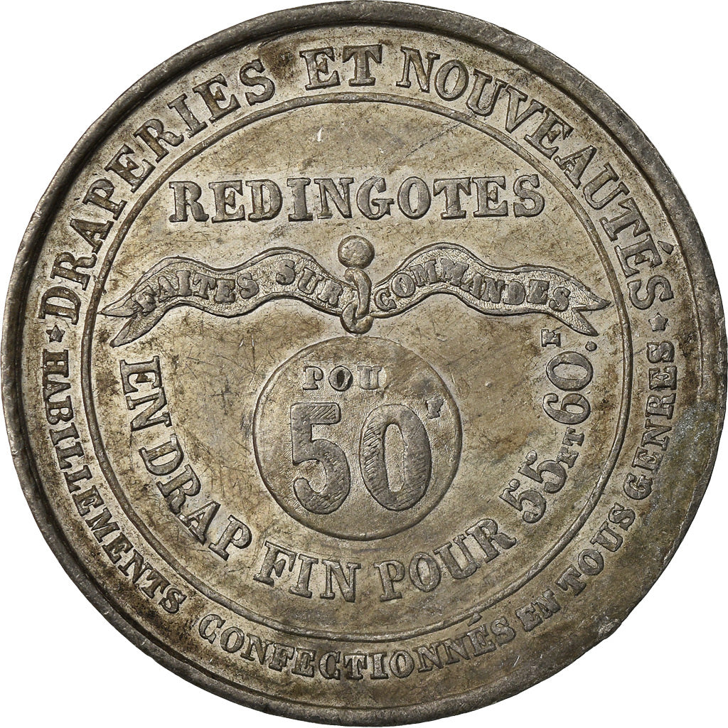 Frankrijk, Token, Au Roi d'Yvetot, Draperies, pour 50 Francs, Rouen, Business &