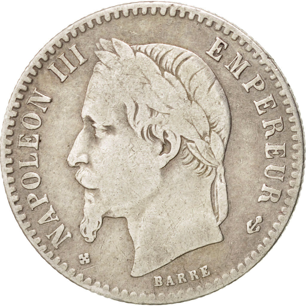 FRANCE, Napoléon III, 50 Centimes, 1867, Strasbourg, KM #814.2, VF(20-25), S...