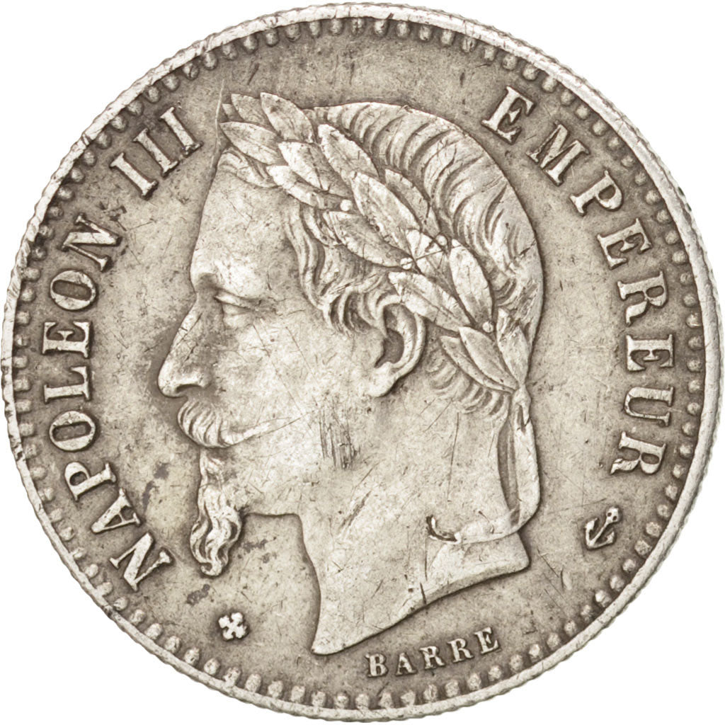FRANCE, Napoléon III, 50 Centimes, 1867, Strasbourg, KM #814.2, EF(40-45), S...