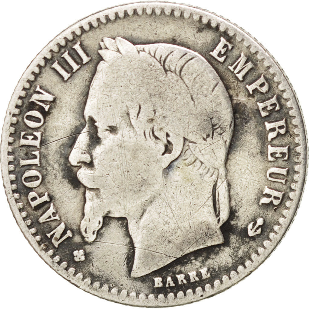 Francia, Napoleon III, Napoléon III, 50 Centimes, 1865, Strasbourg, B, Argen...