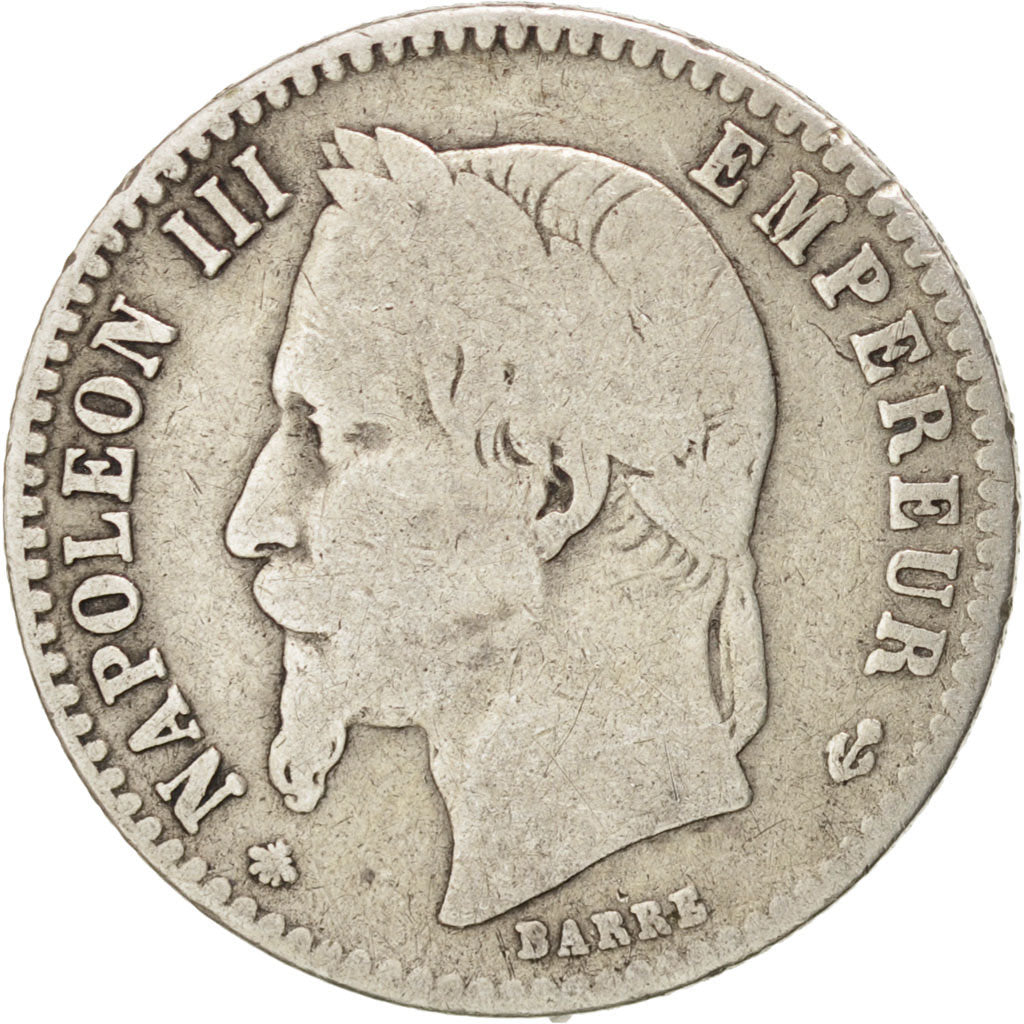 FRANCE, Napoléon III, 50 Centimes, 1864, Paris, KM #814.1, VG(8-10), Silver, 18,