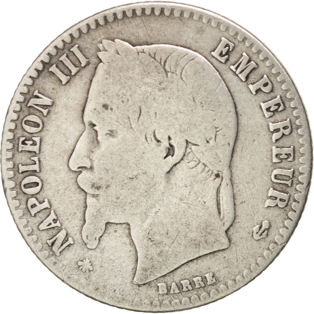 FRANCE, Napoléon III, 50 Centimes, 1866, Paris, KM #814.1, VG(8-10), Silver, 18,