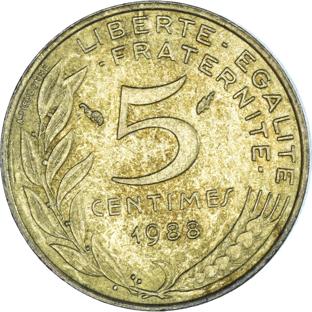 Coin, France, 5 Centimes, 1988