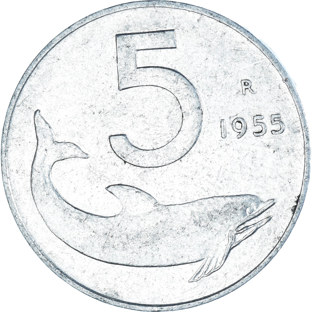 Münze, Italien, 5 Lire, 1955