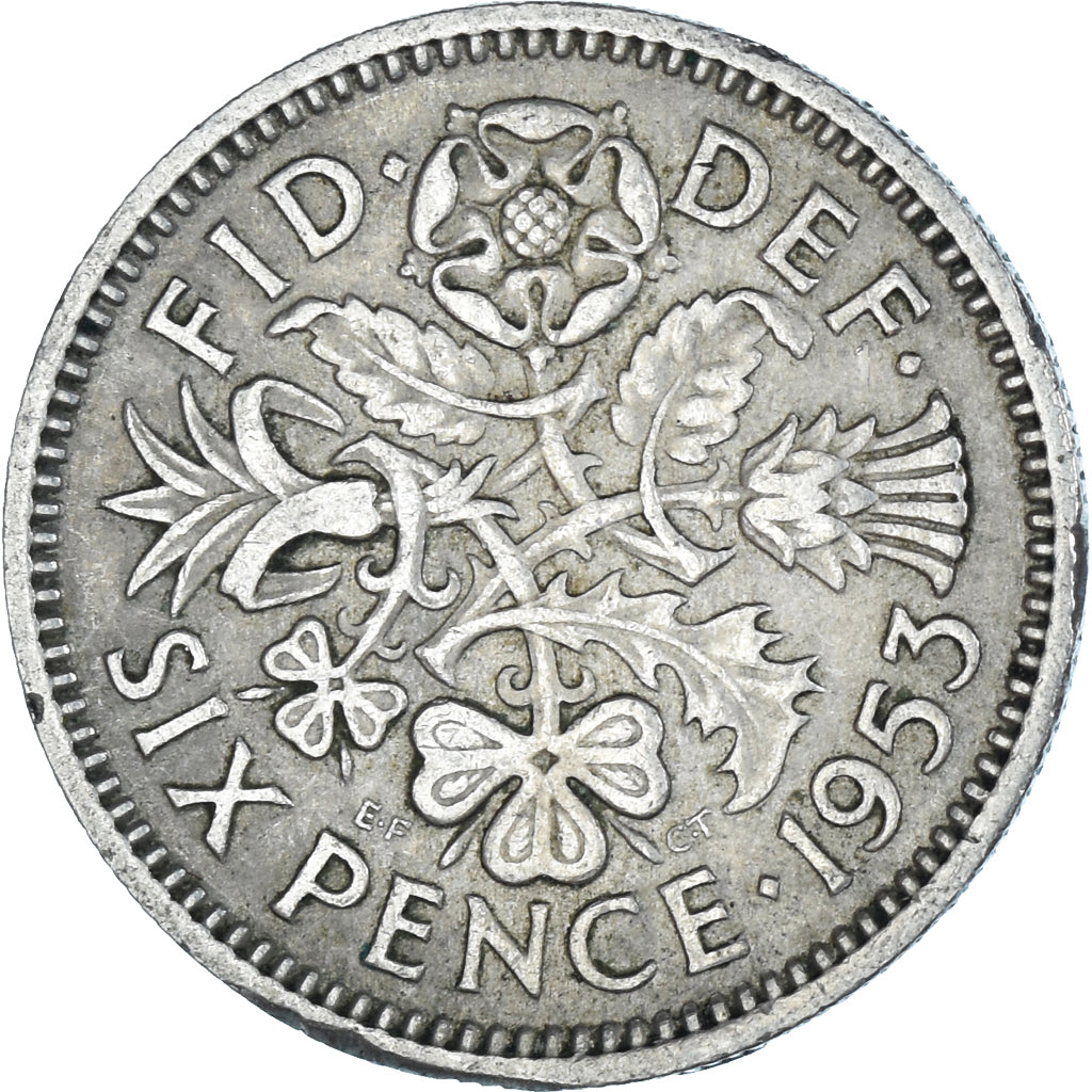 Coin, Great Britain, 6 Pence, 1953