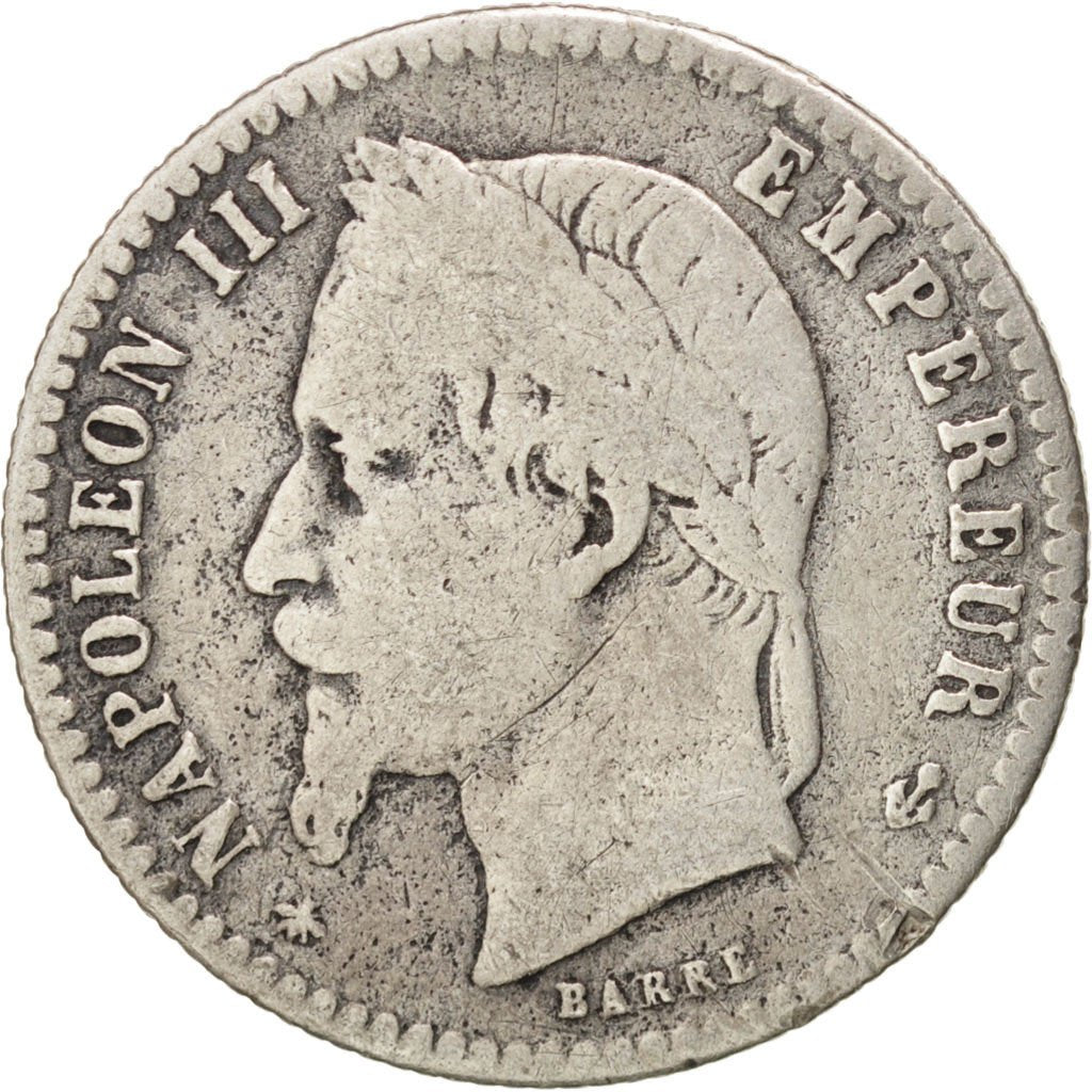 FRANCE, Napoléon III, 50 Centimes, 1868, Paris, KM #814.1, VG(8-10), Silver, 18,
