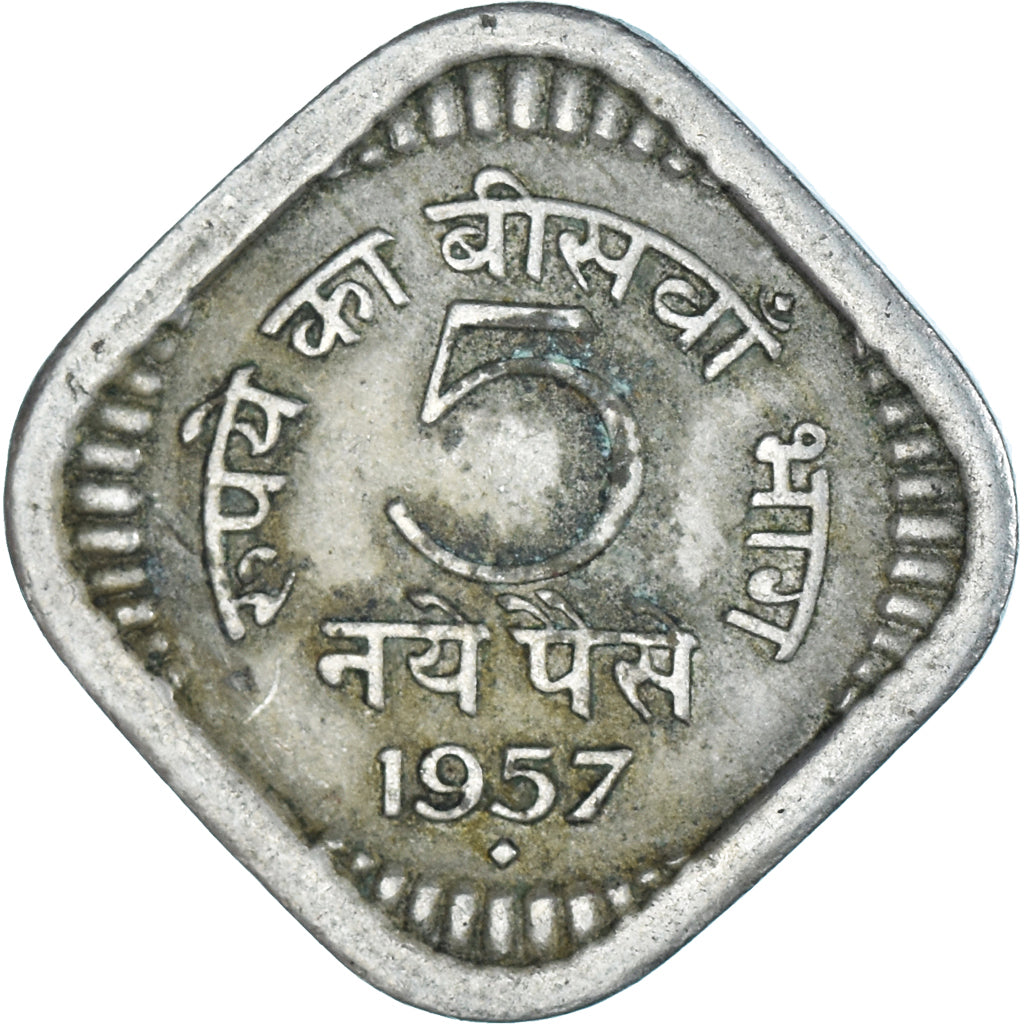 Coin, India, 5 Naye Paise, 1957